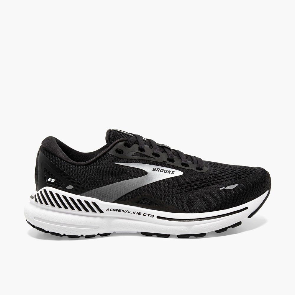 Chaussures Running Route Brooks Adrenaline GTS 23 Noir Blanche Argent Homme | YOV-7129671